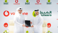 Vodafone Qatar and almeera officials at the signing ceremony.