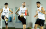 Al Sadd players during a training session yesterday.