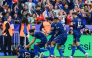 France’s Michael Olise (left) celebrates scoring his team’s fourth goal with teammates. 