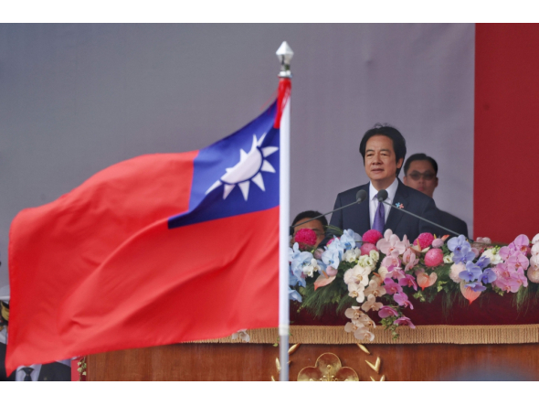 Taiwan's President Lai Ching-te gives a speech during the National Day celebrations ceremony at the Presidential Palace in Taipei on October 10, 2026. (Photo by I-Hwa Cheng / AFP)