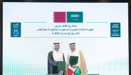 Minister of State for Energy Affairs H E Saad Sherida Al-Kaabi and Minister of Energy of Saudi Arabia H R H Prince Abdulaziz bin Salman Al Saud during the signing of agreement.