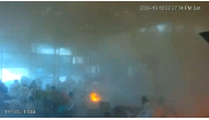 This screen grab taken from CCTV footage released by the Saudi Media Ministry on October 11, 2026, shows the moment Riyadh International was hit by a Houthi strike on October 10, 2026. (Photo by Saudi Media Ministry / AFP) 