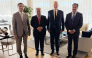 Prince of Monaco H S H Albert II, Qatar’s Ambassador to France H E Sheikh Ali bin Jassim Al-Thani, QC Chairman Sheikh Khalifa bin Jassim Al Thani, and QBA Board Member Sheikh Hamad bin Faisal Al-Thani during the meeting.