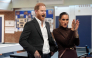 Britain's Prince Harry, Duke of Sussex and his wife Meghan, Duchess of Sussex, react during a visit to Epic Partners in Nottingham, central England on October 15, 2026. Photo by Joe Giddens / POOL / AFP