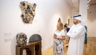 General Manager of Katara Prof Dr. Khalid bin Ibrahim Al-Sulaiti along with visitors during the opening of the exhibition.