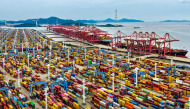 Containers are seen at the Ningbo-Zhoushan port in Ningbo, in China's eastern Zhejiang Province on October 15, 2026. (Photo by CN-STR / AFP) / China OUT