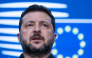 Ukraine's President Volodymyr Zelensky speaks during a press conference as part of a European Union summit at the EU headquarters in Brussels on October 16, 2026. (Photo by Nicolas Maeterlinck / Belga / AFP)
