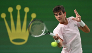 Spain’s Rafael Jodar hits a return to Russia’s Daniil Medvedev.