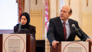Qatar's Permanent Representative to the United Nations HE Sheikha Alya Ahmed bin Saif Al-Thani (left) and FPA President and CEO Noel Lateef