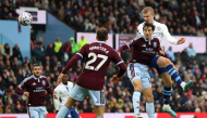 Manchester City's Norwegian striker #09 Erling Haaland headers at goal but the shot is saved during the English Premier League football match between Aston Villa and Manchester City at Villa Park in Birmingham, central England on October 24, 2026. (Photo by Darren Staples / AFP)