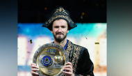 Daniil Medvedev celebrates with the trophy after winning the 2026 Almaty Open title. PIC: Almaty Open
