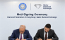 Director of Qatar Diamond Exchange Ghanim Al-Saadi and Founding President of Diamond Federa-tion of Hong Kong Lawrence Ma during the agreement signing.