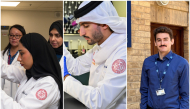 FROM LEFT: WCM-Q students Dhabya Al-Naimi, Abdulla Al-Mutawa and Luai Hommos