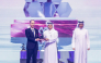 Deputy Prime Minister and Minister of State for Defence H E Sheikh Saud bin Abdulrahman bin Hassan bin Ali Al Thani alongside Minister of Labour H E Dr. Ali bin Samikh Al Marri presenting the award to Group CEO of Commercial Bank Stephen Moss. 