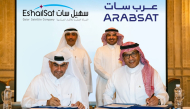Es’hailSat and Arabsat officials during the signing ceremony.