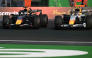 Red Bull Racing's Dutch driver Max Verstappen (L) and Racing Bulls' New Zealand driver Liam Lawson race in Mexico City on October 30, 2026. (Photo by Yuri Cortez / AFP)