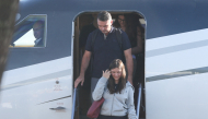 Flavio Bolsonaro steps off a plane after arriving at Opa Locka Executive Airport in Miami, Florida on October 28, 2026. Photo by Ricardo Arduengo / AFP
