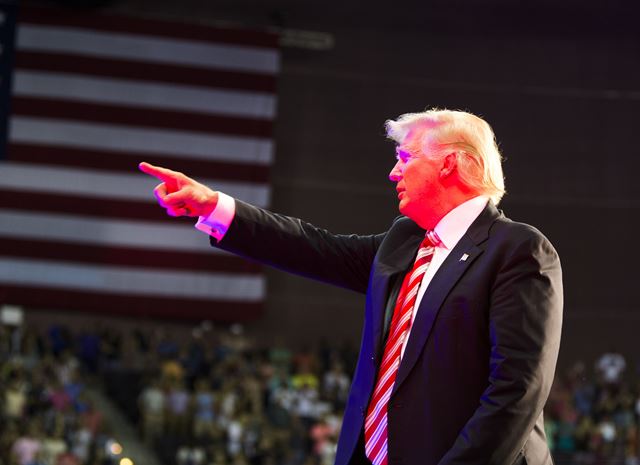 Republican Presidential candidate Donald Trump during a rally at the Pensacola Bay Center on September 9, 2016 in Pensacola, Florida. Mark Wallheiser/Getty Images/AFP