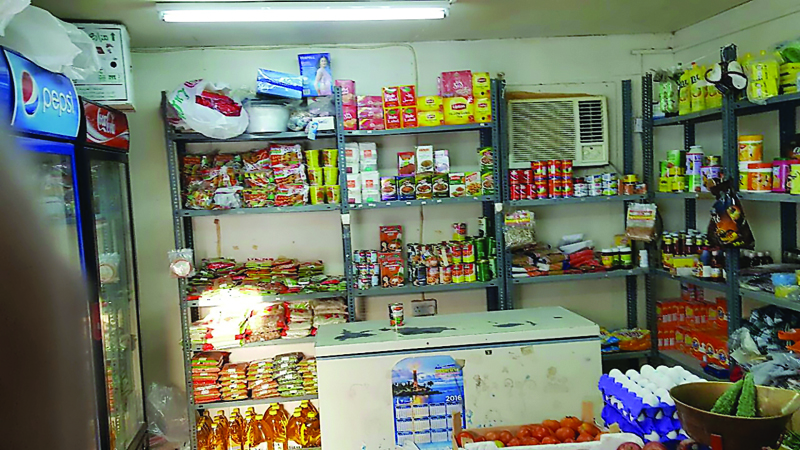 The supermarket which was operating without permit in Umm Barkah area.