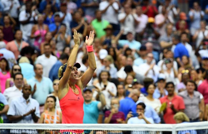 Angelique Kerber of Germany celebrates after winning (6-3) (4-6) (6-4) against Karolina Pliskova of the Czech Republic in their Women's Singles Final Match on Day Thirteen of the 2016 US Open at the USTA Billie Jean King National Tennis Center on Septembe