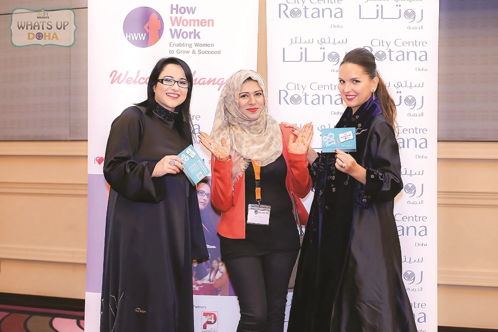 (L-R) Evridiki Iliaki, the new head of HWW, Zuniara Shahid, host of Whats up Doha, and Elisabete Reis, founder of Glam Your Image.