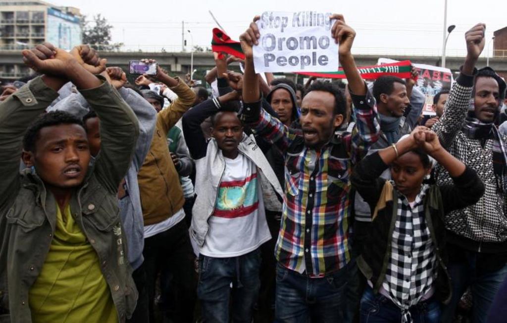 File photo of a demonstration in August 2016 over unfair distribution of wealth in the country at Meskel Square in Ethiopia's capital Addis Ababa, August 6, 2016. (Tiksa Negeri/Reuters)
