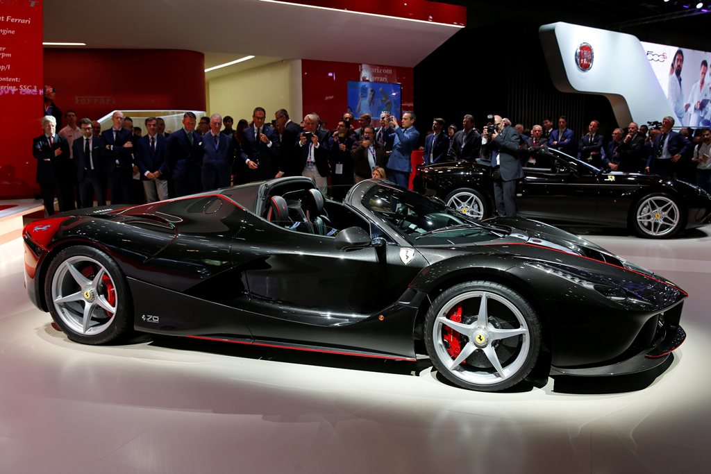 The new Ferrari LaFerrari Aperta is displayed on media day at the Paris auto show in Paris, France, September 29, 2016. (REUTERS/Benoit Tessier)