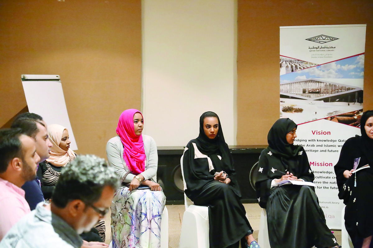 Participants at a book discussion held at the Qatar National Library.