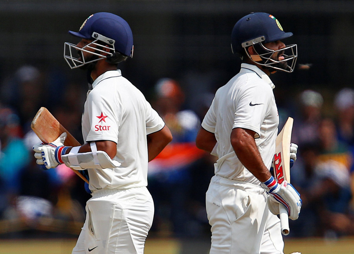 India's Ajinkya Rahane (L) and Virat Kohli run between wickets. (Reuters/Danish Siddiqui)