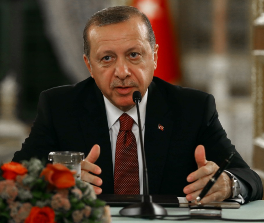 ISTANBUL, TURKEY - OCTOBER 10: President of Turkey Recep Tayyip Erdogan and President of Russia Vladimir Putin (not seen) hold a joint press conference following their meeting at Mabeyn Palace in Istanbul, Turkey on October 10, 2016. ( Kayhan Özer - Anado