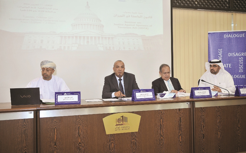 Speakers at the round-table on Justice Against Sponsors of Terrorism Act (JASTA). Baher Amin / The Peninsula