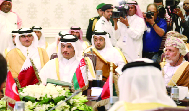 Foreign Minister H E Sheikh Mohammed bin Abdulrahman Al Thani at the Gulf Cooperation Council (GCC) Foreign Ministers’ meeting in Riyadh