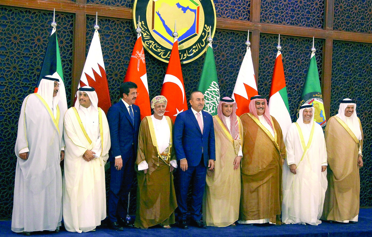 Foreign Minister H E Sheikh Mohamed bin Abdulrahman Al Thani along with other GCC Foreign Ministers and Turkish ministers in Riyadh. 