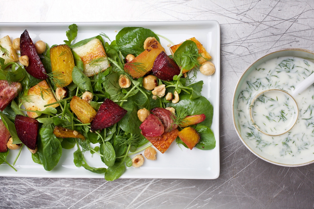 Paneer and Roasted Beet Salad. (Photo by Deb Lindsey For The Washington Post)