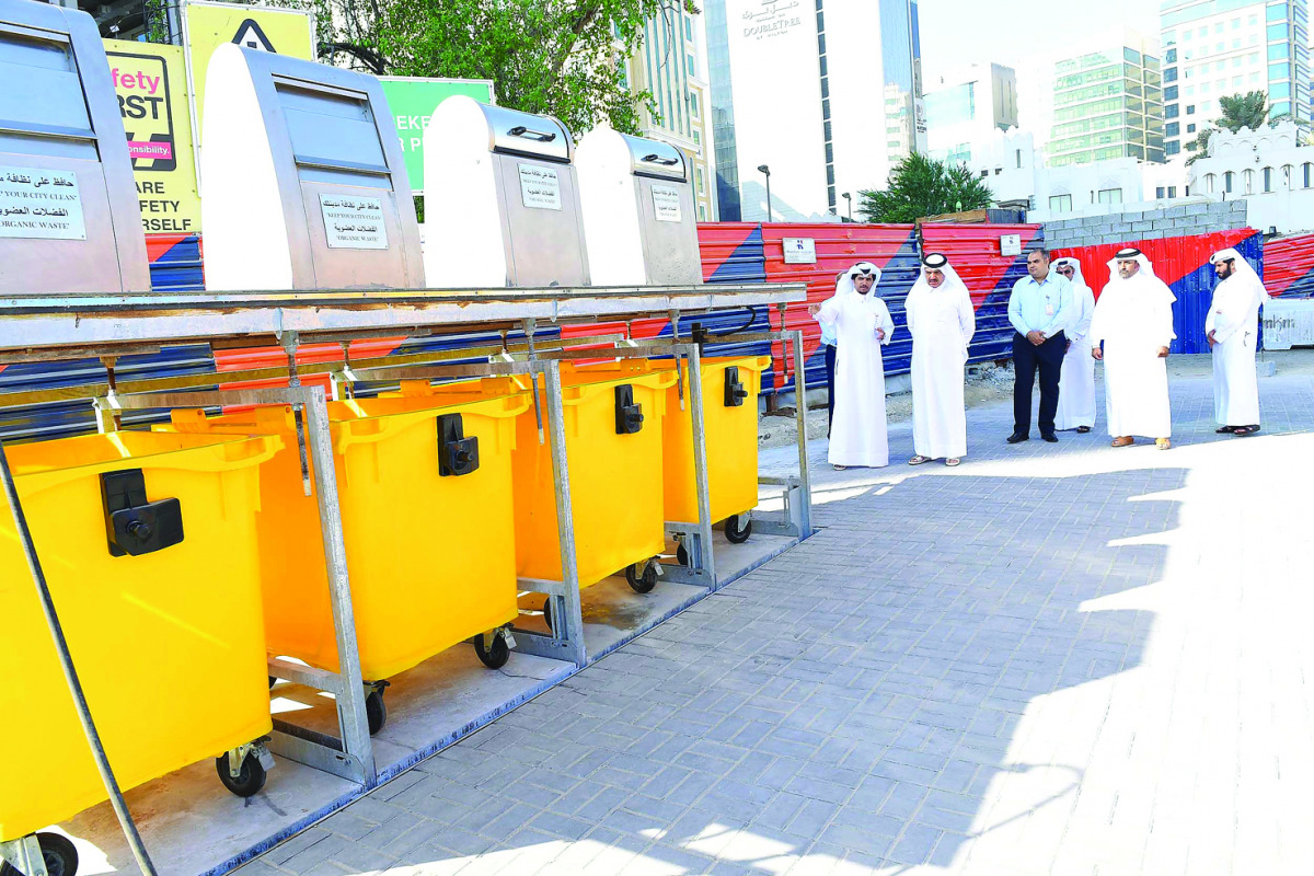 Minister of Municipality and Environment H E Mohamed bin Abdullah Al Rumaihi inspecting underground containers at the Doha Corniche. 