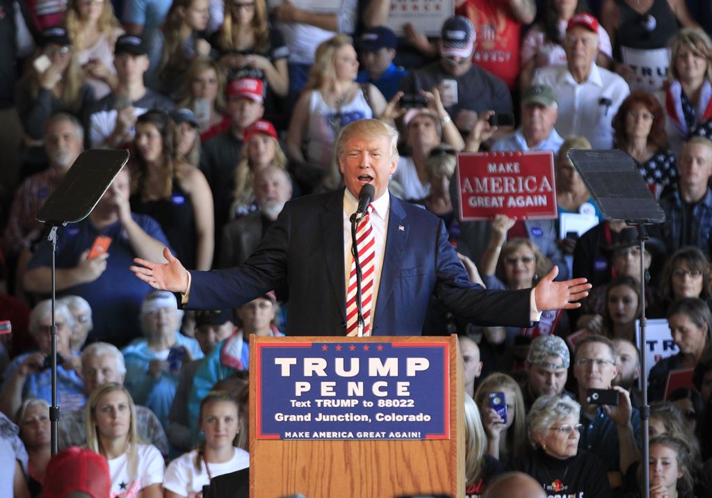 Republican presidential candidate Donald Trump speaks at a rally at Grand Junction Regional Airport on October 18, 2016 in Grand Junction Colorado. George Frey/Getty Images/AFP