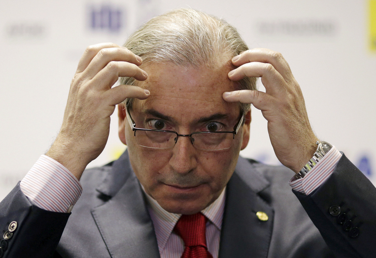 Eduardo Cunha reacts during a seminar in Brasilia, Brazil, August 18, 2015. REUTERS / Ueslei Marcelino