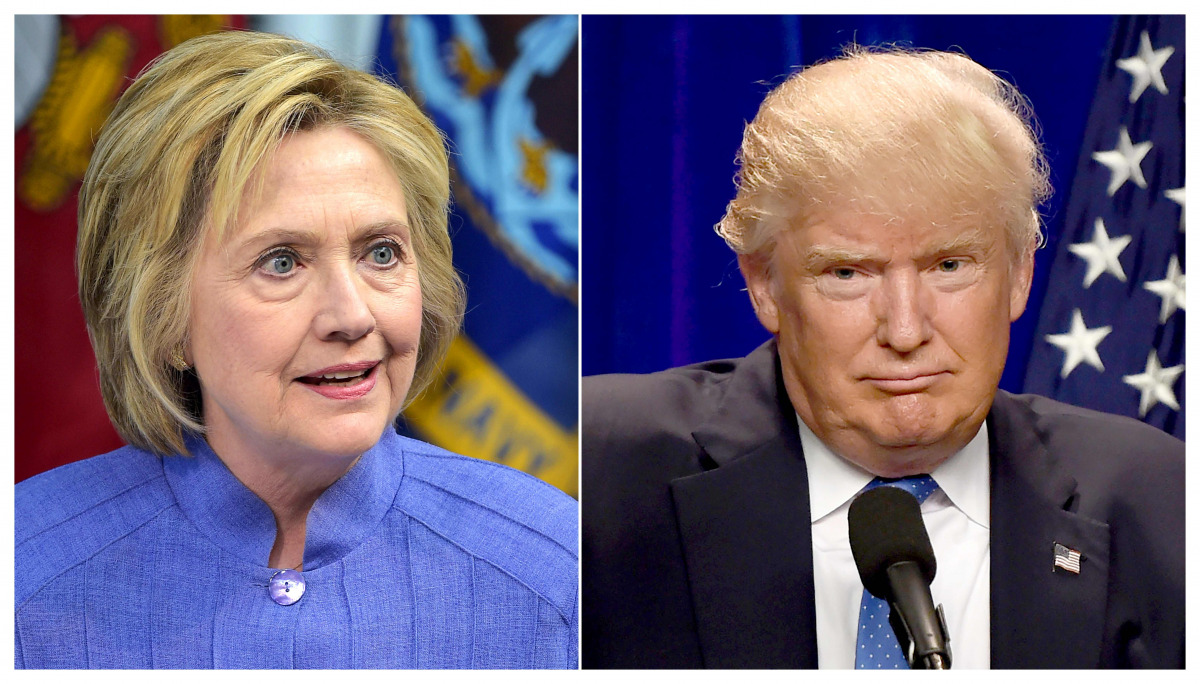 This combination of file photos shows Hillary Clinton on June 15, 2016, and Donald Trump on June 13, 2016.  (AFP)