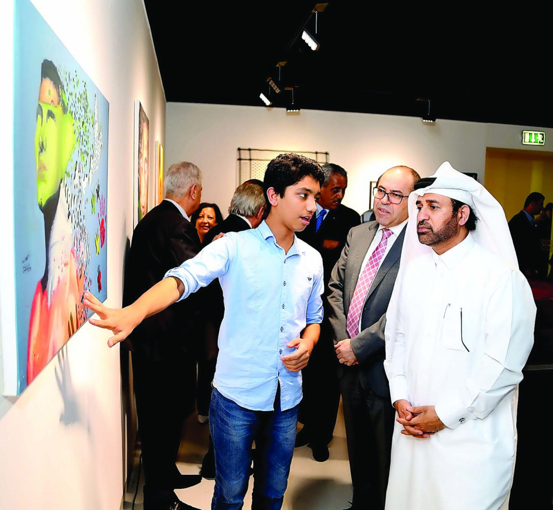General Manager of the Cultural Village Foundation-Katara, Dr Khalid bin Ibrahim Al Sulaiti, inaugurating the exhibition of Palestinian artist Mohammed Qraiqea, titled the “Free Bird” on Thursday.