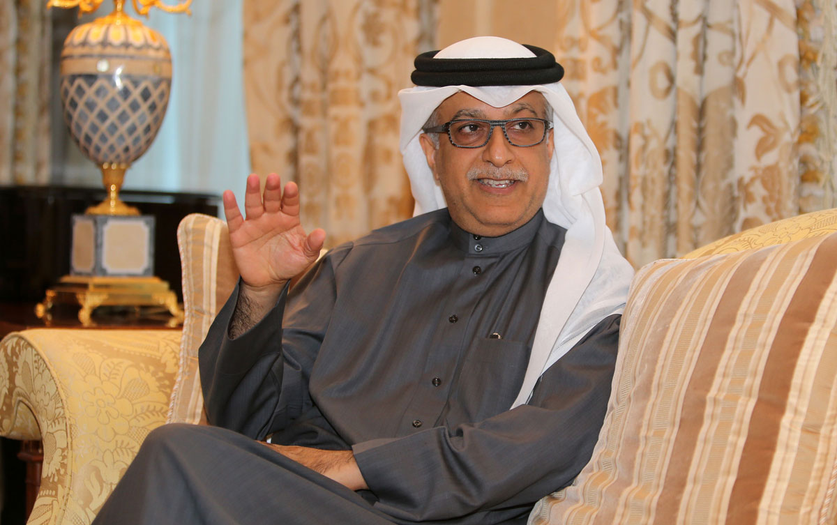 The head of the Asian Football Confederation Sheikh Salman Bin Ebrahim Al Khalifa of Bahrain answering AFP journalists' questions during an interview on January 31, 2016 in Doha. 