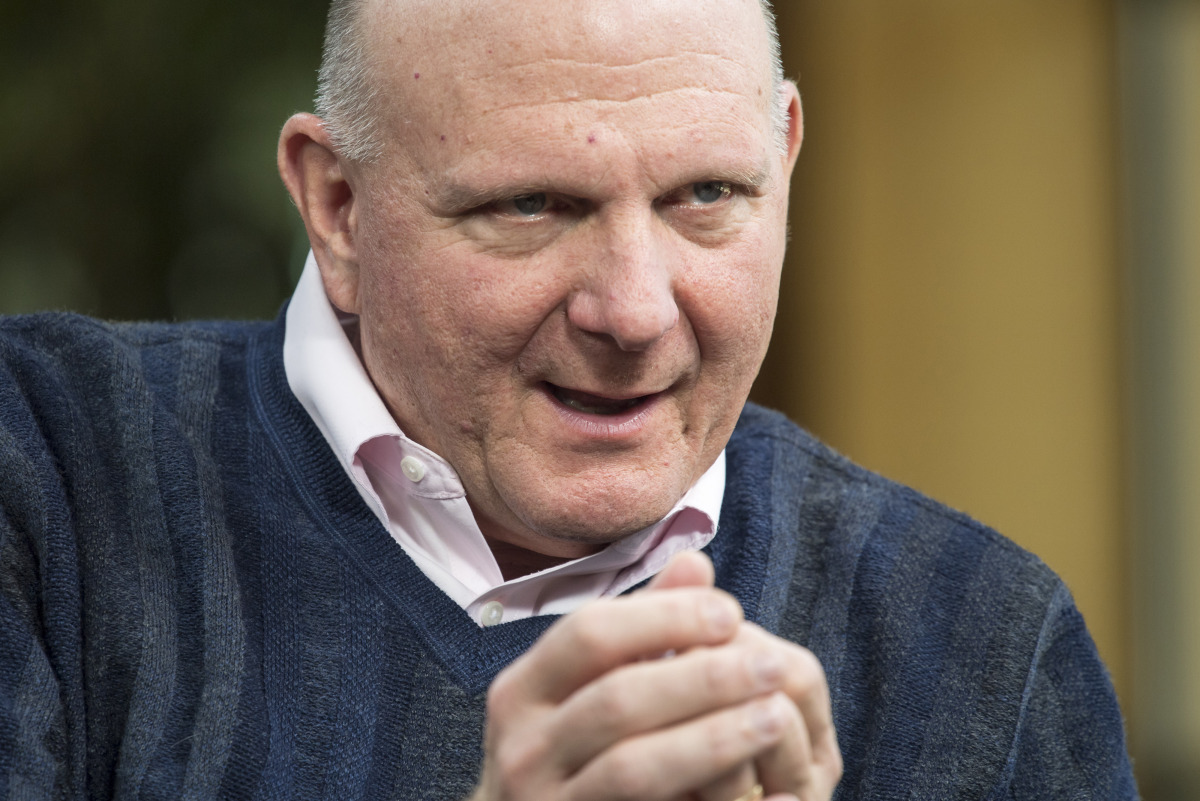 Steve Ballmer, owner of the Los Angeles Clippers and former chief executive officer of Microsoft, during a Bloomberg Studio 1.0 television interview at Stanford University in Stanford, California, on Oct. 26, 2016. (Bloomberg photo by David Paul Morris)