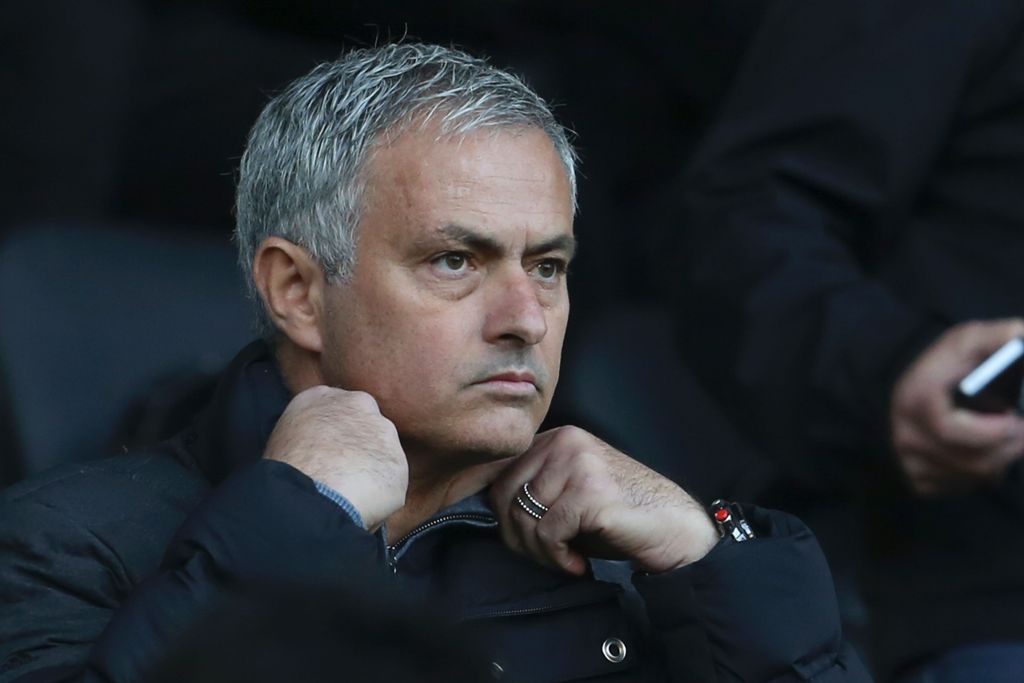 Manchester United's Portuguese manager Jose Mourinho sits in the stands ahead of the English Premier League football match between Swansea City and Manchester United at The Liberty Stadium in Swansea, south Wales on November 6, 2016.  AFP / GEOFF CADDICK 