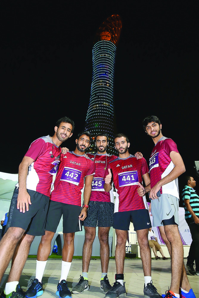 Participants at the 50km IAU World Championships and the Aspire International 6.50 Race in Doha on Friday night.
