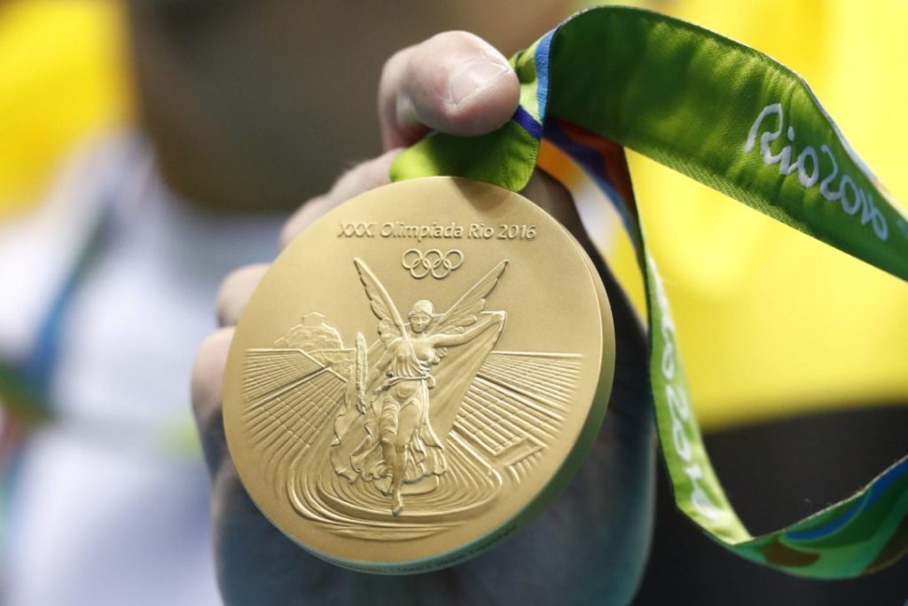 The Rio version of an Olympic gold medal is the heaviest — at 500 grams — in the history of the Summer Games.  / AFP.