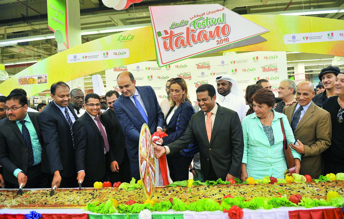 Italian Ambassador to Qatar, Guido De Sanctis, and other officials inaugurating Festival Italiano at Lulu Hypermarket-Al Gharaffa, yesterday.  Pic: Baher Amin/ The Peninsula