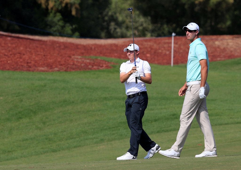 Matthew Fitzpatrick of England hits the ball. REUTERS/Ahmed Jadallah
