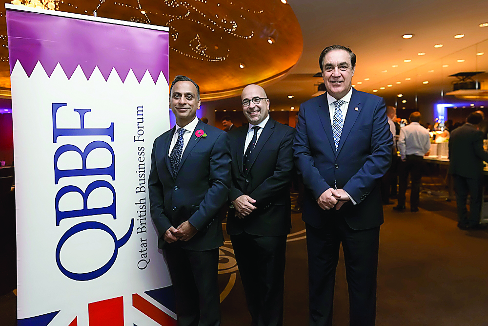 British Ambassador to Qatar Ajay Sharma, QBBF Committee Member Hussein Damirji and QBBF Chairman and CEO of the Rumaillah Group Emad Turkman MBE at the event.