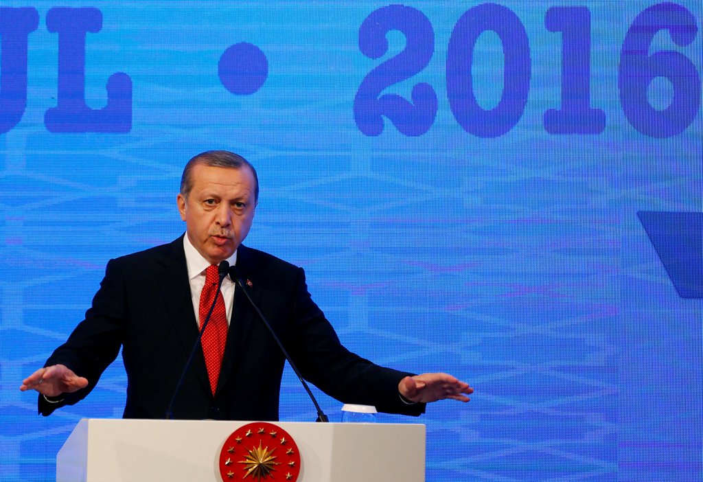 Turkish President Tayyip Erdogan makes a speech during the NATO Parliamentary Assembly 62nd Annual Session in Istanbul, Turkey, November 21, 2016. REUTERS/Murad Sezer