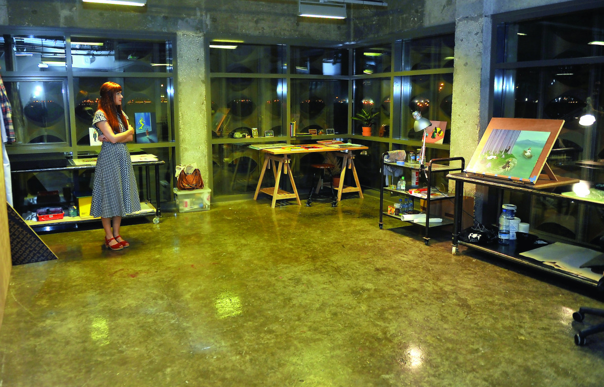 Artist in Residence Zoe Hawk at one of the studios in the Fire Station. 
Pic: Abdul Basit / The Peninsula