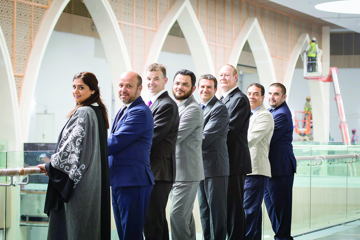 Senior mall management team for Doha Festival City from left are May Marzooq, Luis Valente, Trevor Hill, Jamal Al Shraih, Stylianos Fontrier, Andre Steyn, Ahmed Farghaly, Bahadir Gelgor.